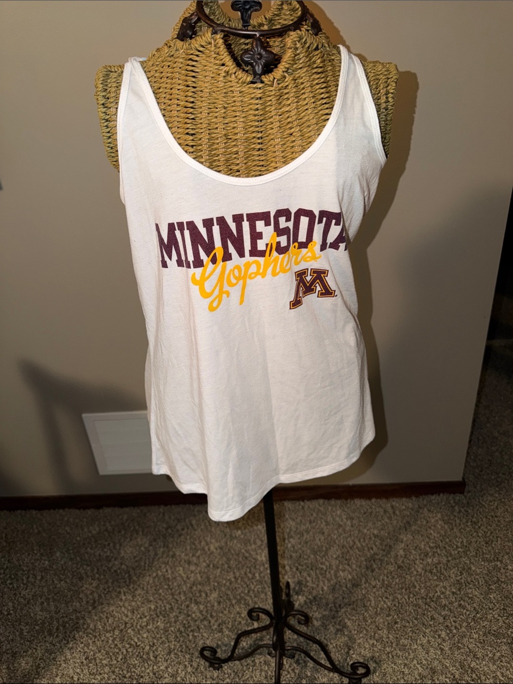 Champion White Minnesota Gophers Tank Top with Maroon & Gold Graphics